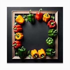 Colorful Peppers In A Frame 1 Canvas Print