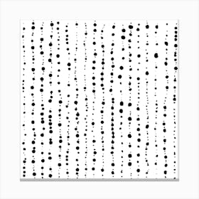 Minimal Dots Lines Black White Square Canvas Print