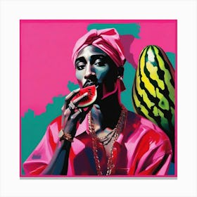Tupac eating a watermelon  Canvas Print