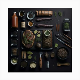 Barbecue Props Knolling Layout (23) Canvas Print