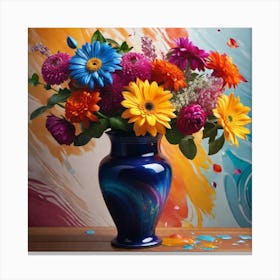 Colorful Flowers In A Vase 33 Canvas Print