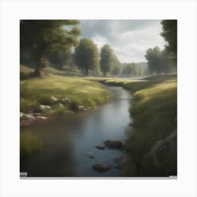 Stream In The Grass 7 Canvas Print