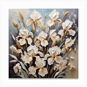 Pattern with White Irises flowers 1 Canvas Print