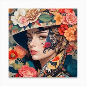 Tattooed Woman With Flowers Canvas Print