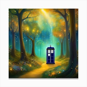 Gustav Klimt forest at night with tardis 2 Canvas Print