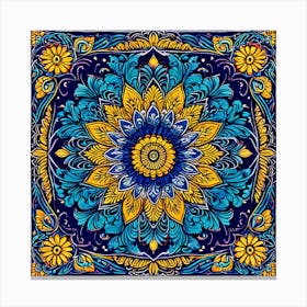 Paisley Tapestry A Classic Paisley Design With Rich Colors And Intricate Details Perfect Blue And Yellow Mandala Canvas Print