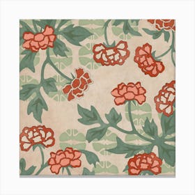 Chrysanthemum Woodblock - Paper Canvas Print