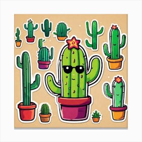 Cactus Set Canvas Print