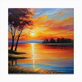 Sunset By The Lake 55 Canvas Print