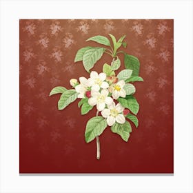 Vintage Apple Blossom Botanical on Falu Red Pattern n.2411 Canvas Print