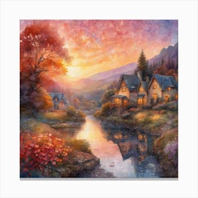 Sunset By The River Canvas Print