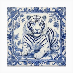 Tiger Delft Tile Illustration 2 Canvas Print