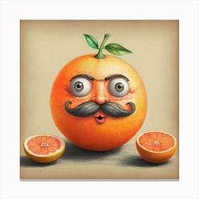 Orange With Mustache 12 Canvas Print