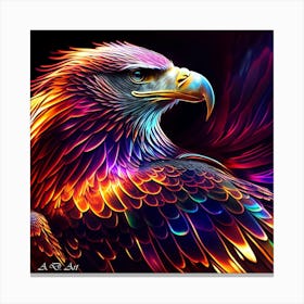 High Quality Art A Beautifully Designed Eagle in Neon Colors Canvas Print