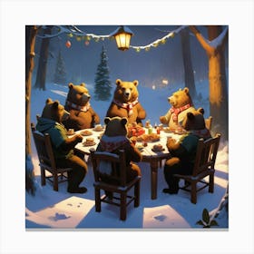 Bears At The Table Canvas Print