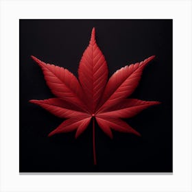 Red Cannabis Leaf On Black Background Canvas Print