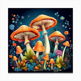 Mushrooms In The Night 3 Canvas Print