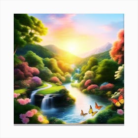 Waterfall In The Forest Canvas Print