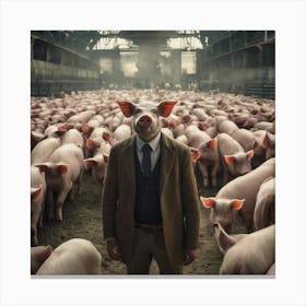 Pigs In A Barn Canvas Print