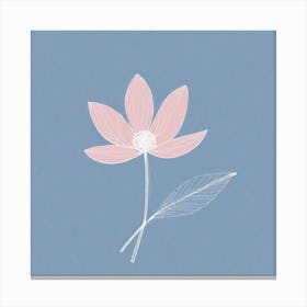 A White And Pink Flower In Minimalist Style Square Composition 732 Canvas Print