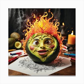 Avocado On Fire Canvas Print