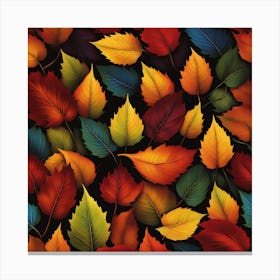 Autumn Leaves Seamless Pattern Canvas Print