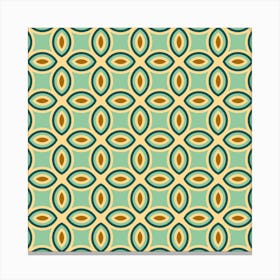 COURTYARD Mediterranean Tile Abstract Geometric in Retro Chartreuse Blue Cream Brown Canvas Print