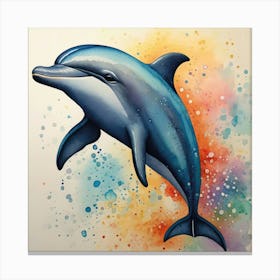 Colorful Dolphin Painting Canvas Print