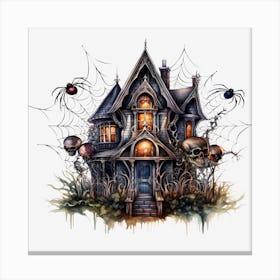 Gothic Halloween Haunted House Canvas Print