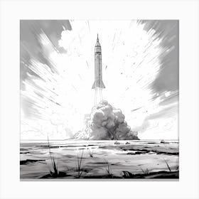 Fictional Rocket Launch Sketch 1 Canvas Print
