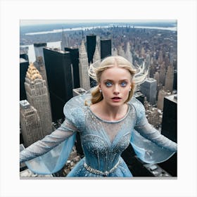 Floating princess over new york Canvas Print