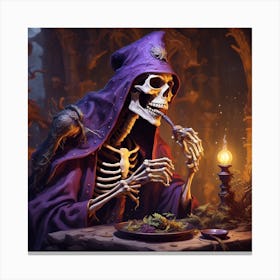 Skeleton Eating 1 Canvas Print