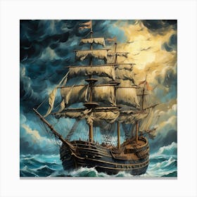 Ship In The Storm Canvas Print