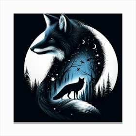 Fox and night sky 2 Canvas Print