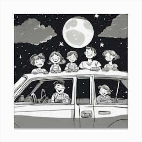 Moonlight In The Car Canvas Print