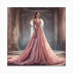 Pink Wedding Dress Canvas Print