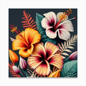 Orange, purple and yellow flowers 5 Canvas Print