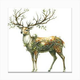 Deer With Leaves.Generated AI. Wall Art Print Canvas Print