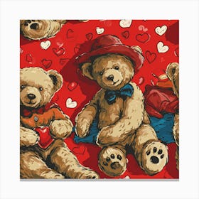 Teddy Bears With Hearts 1 Canvas Print