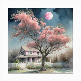 Pink Cherry Blossom Tree 1 Canvas Print