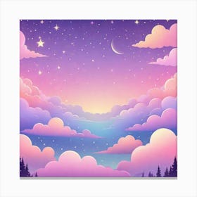 Sky With Twinkling Stars In Pastel Colors Square Composition 313 Canvas Print