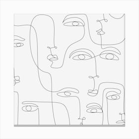 Faces Line Art Canvas Print