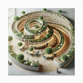 Library With Spiral Staircase 1 Canvas Print