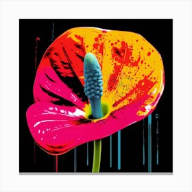 Andy Warhol Style Pop Art Flowers Flamingo Flower 1 Square Canvas Print