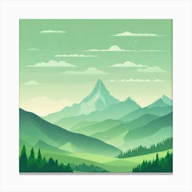 Misty mountains background in green tone 205 Canvas Print