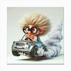 Cartoon Character Driving A Car 9 Canvas Print