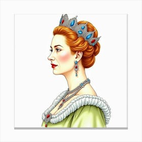 Graceful Watercolor Artwork Of Queen Elizabeth I, Vibrant And Regal 1 Canvas Print