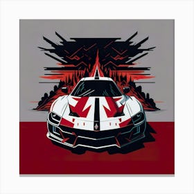 Car Red Artwork Of Graphic Design Flat (251) Canvas Print