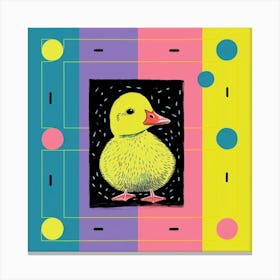 Duckling Geometric Pattern Linocut Style 1 Canvas Print