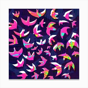 Birds Blue Square Canvas Print